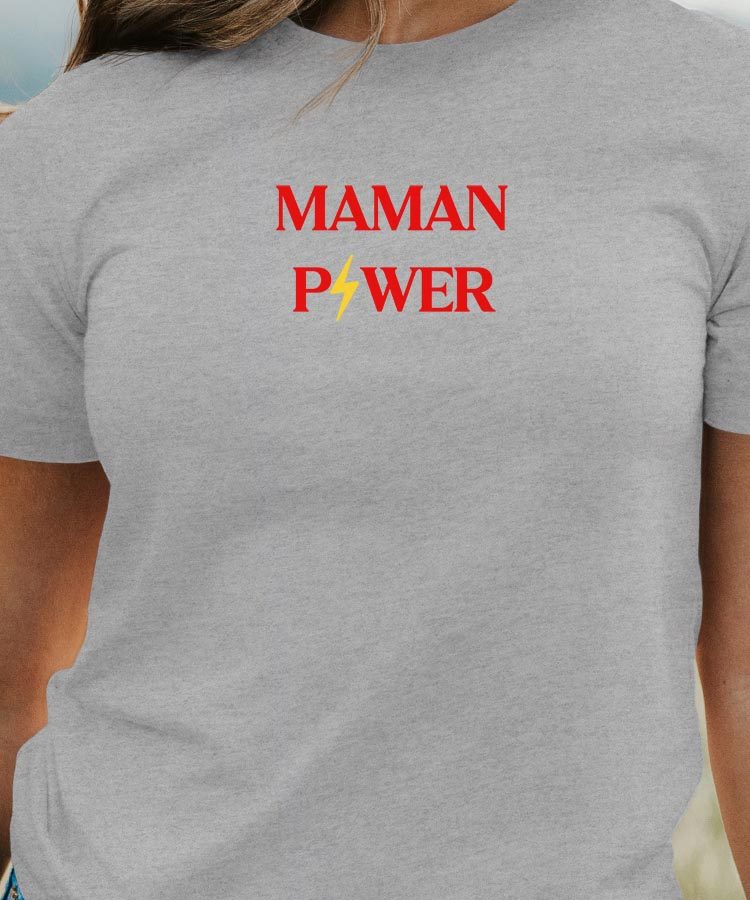 T-Shirt Gris Maman Power Pour femme-1
