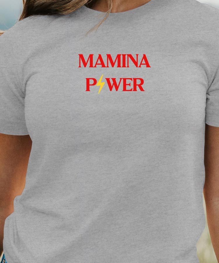 T-Shirt Gris Mamina Power Pour femme-1