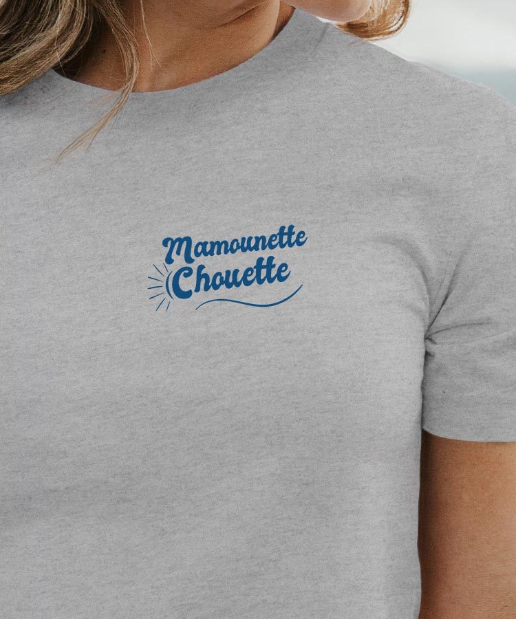 T-Shirt Gris Mamounette Chouette face Pour femme-1