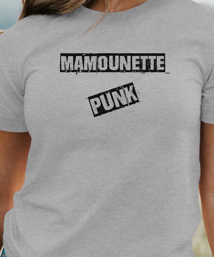 T-Shirt Gris Mamounette PUNK Pour femme-1