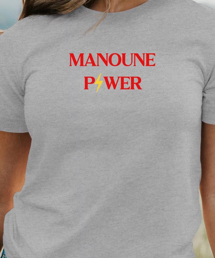 T-Shirt Gris Manoune Power Pour femme-1