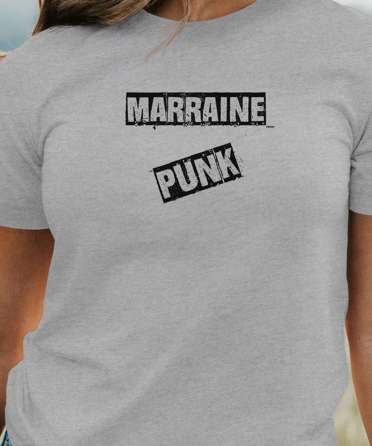 T-Shirt Gris Marraine PUNK Pour femme-1