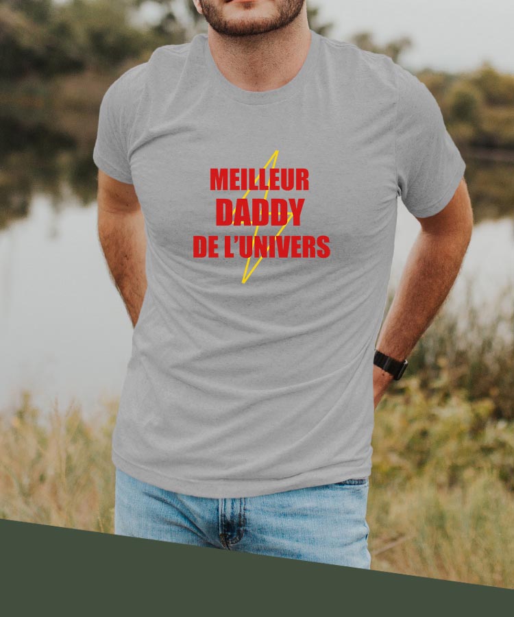 T-Shirt Gris Meilleur Daddy de l'univers Pour homme-2