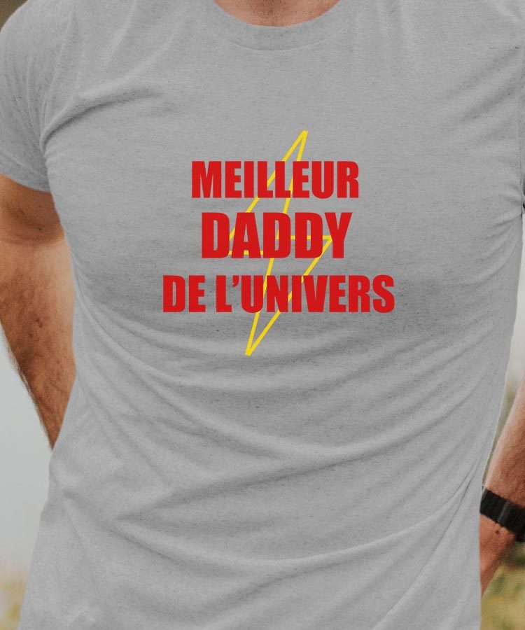 T-Shirt Gris Meilleur Daddy de l'univers Pour homme-1