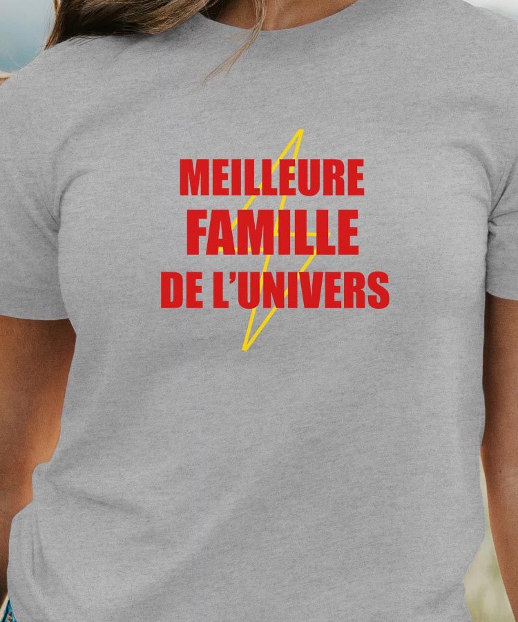 T-Shirt Gris Meilleure Famille de l'univers Pour femme-1