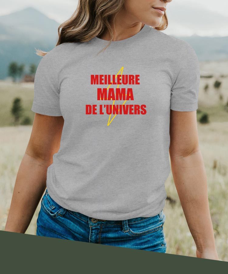 T-Shirt Gris Meilleure Mama de l'univers Pour femme-2
