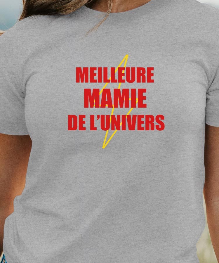 T-Shirt Gris Meilleure Mamie de l'univers Pour femme-1