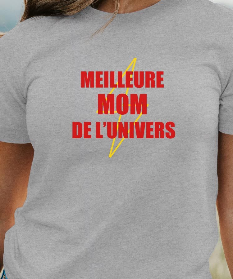 T-Shirt Gris Meilleure Mom de l'univers Pour femme-1