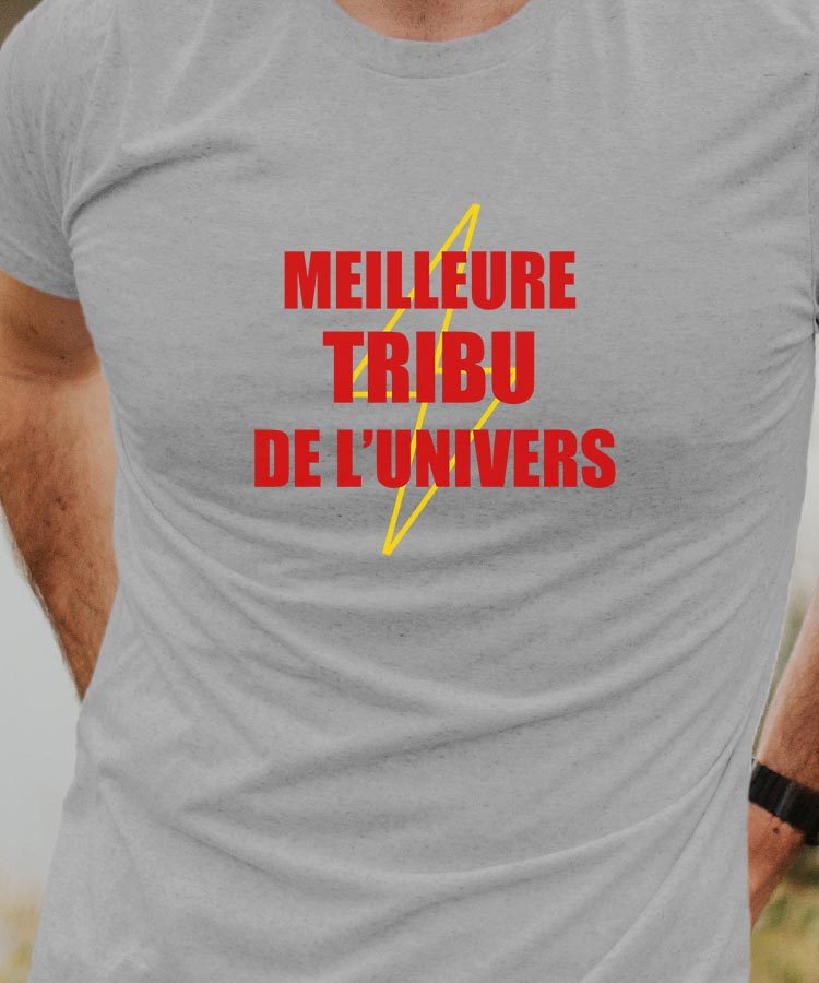 T-Shirt Gris Meilleure Tribu de l'univers Pour homme-1