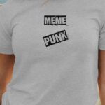 T-Shirt Gris Meme PUNK Pour femme-1