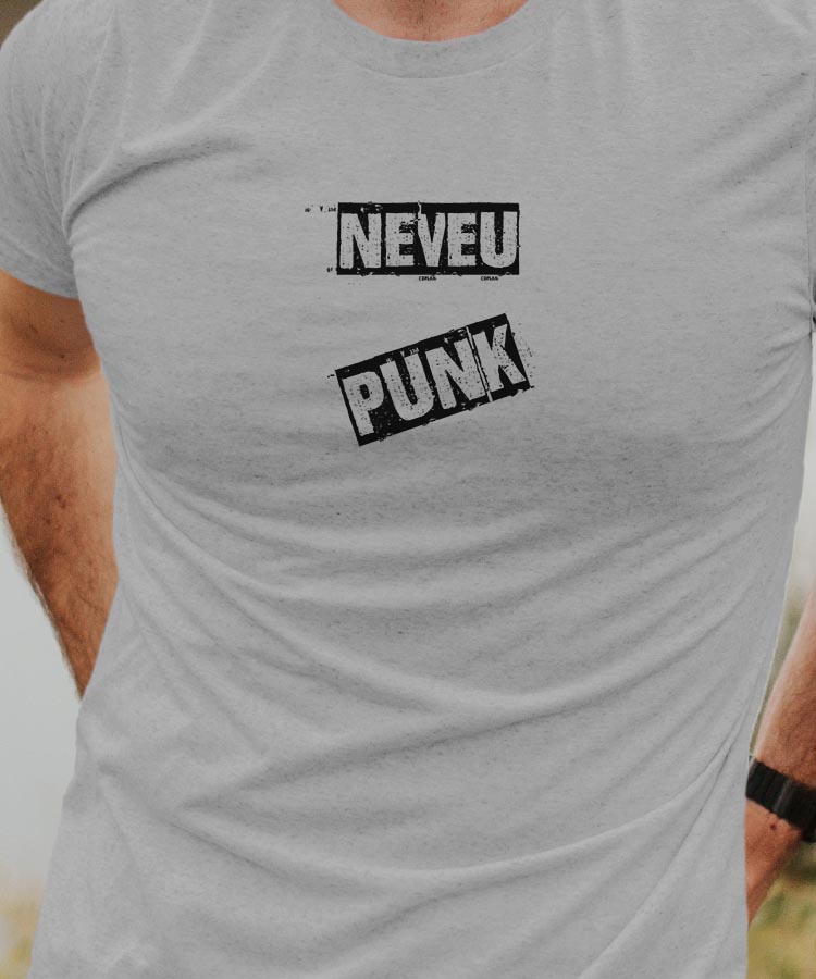 T-Shirt Gris Neveu PUNK Pour homme-1