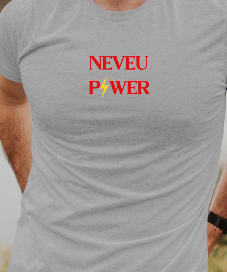T-Shirt Gris Neveu Power Pour homme-1