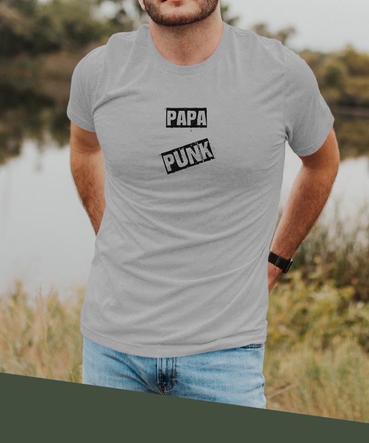 T-Shirt Gris Papa PUNK Pour homme-2