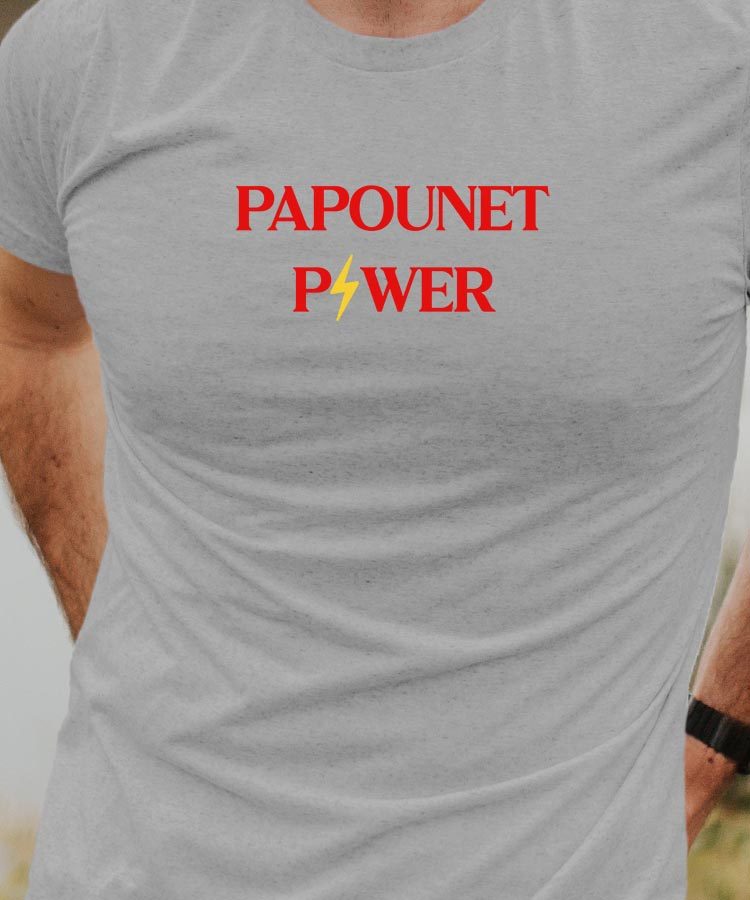 T-Shirt Gris Papounet Power Pour homme-1