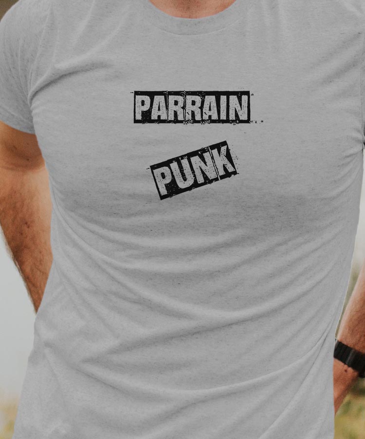 T-Shirt Gris Parrain PUNK Pour homme-1