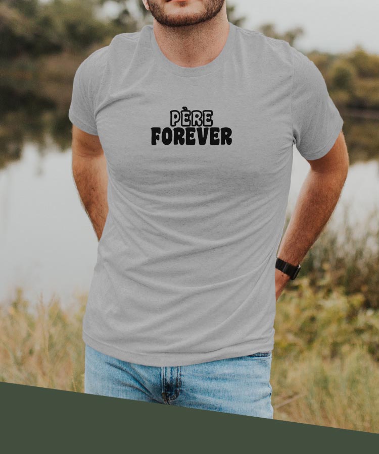 T-Shirt Gris Père forever face Pour homme-2