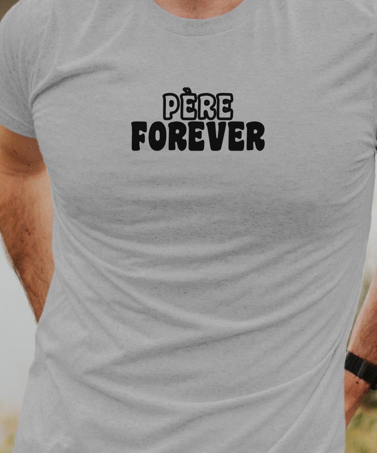 T-Shirt Gris Père forever face Pour homme-1