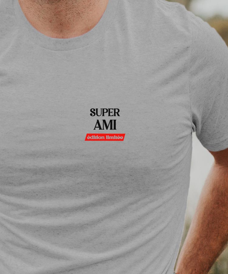 T-Shirt Gris Super Ami édition limitée Pour homme-1