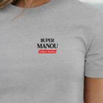 T-Shirt Gris Super Manou édition limitée Pour femme-1
