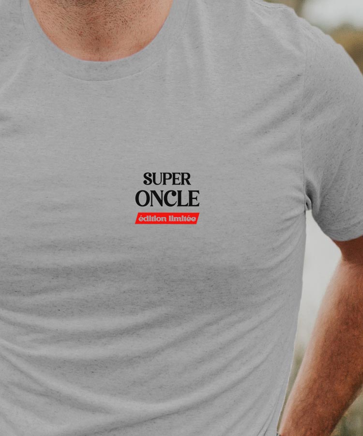 T-Shirt Gris Super Oncle édition limitée Pour homme-1