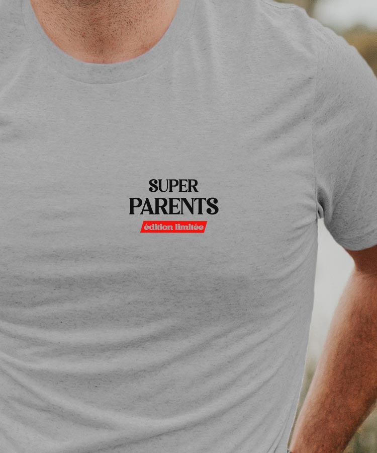 T-Shirt Gris Super Parents édition limitée Pour homme-1