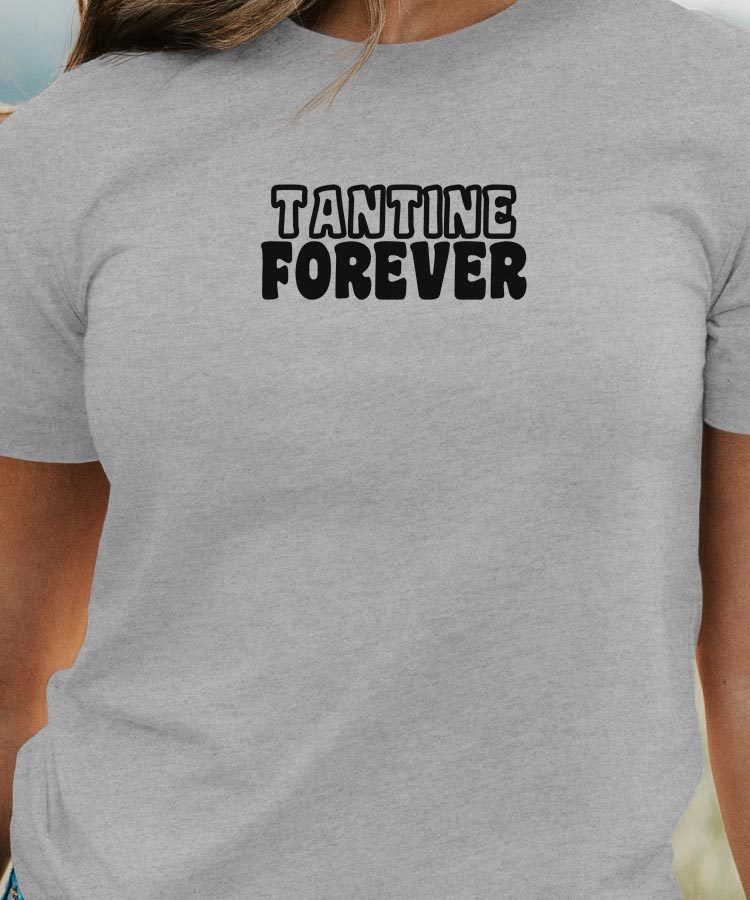 T-Shirt Gris Tantine forever face Pour femme-1