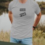 T-Shirt Gris Tribu PUNK Pour homme-2
