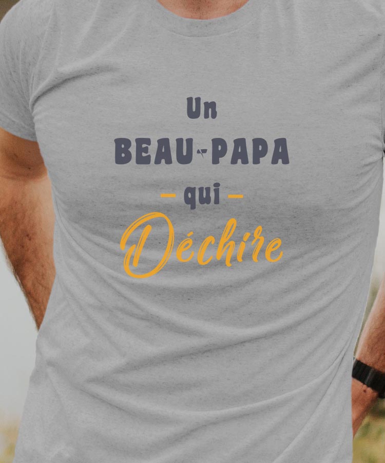 T-Shirt Gris Un Beau-Papa Qui déchire Pour homme-1