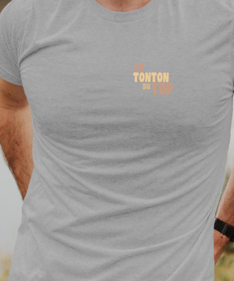 T-Shirt Gris Un Tonton au top Pour homme-1