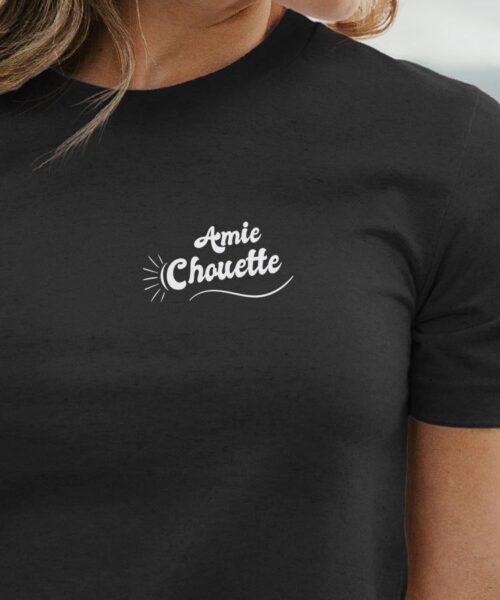 T-Shirt Noir Amie Chouette face Pour femme-1