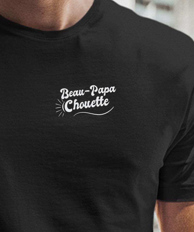 T-Shirt Noir Beau-Papa Chouette face Pour homme-1