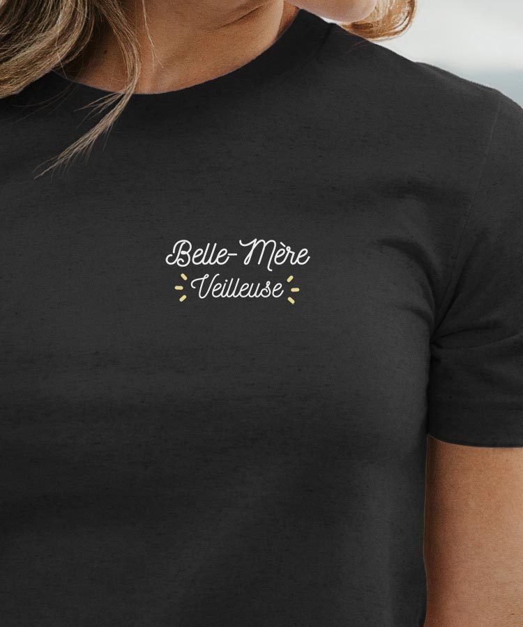 T-Shirt Noir Belle-Mère Veilleuse Pour femme-1