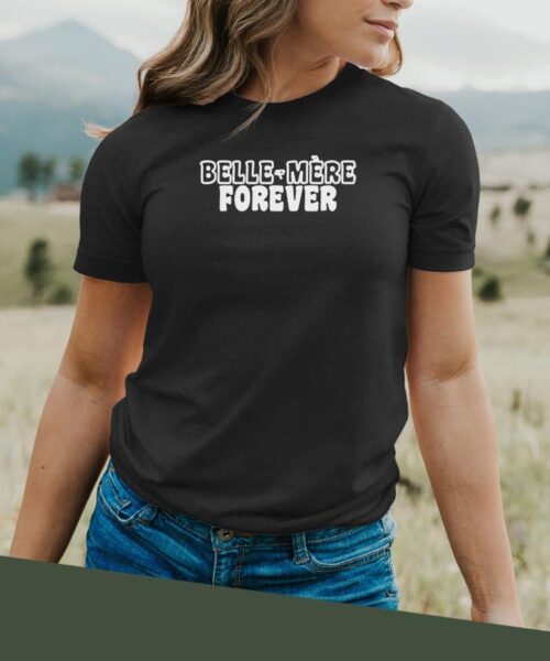 T-Shirt Noir Belle-Mère forever face Pour femme-2