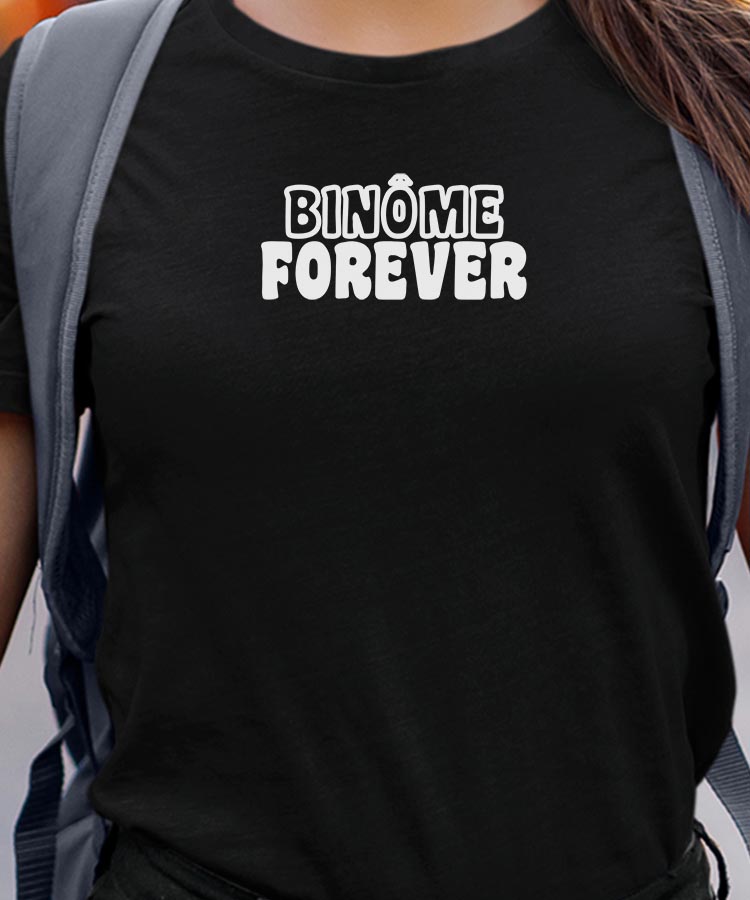 T-Shirt Noir Binôme forever face Pour femme-1