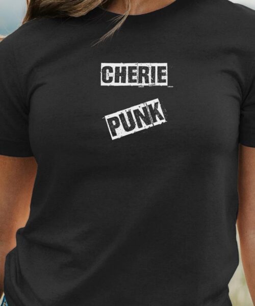 T-Shirt Noir Cherie PUNK Pour femme-1