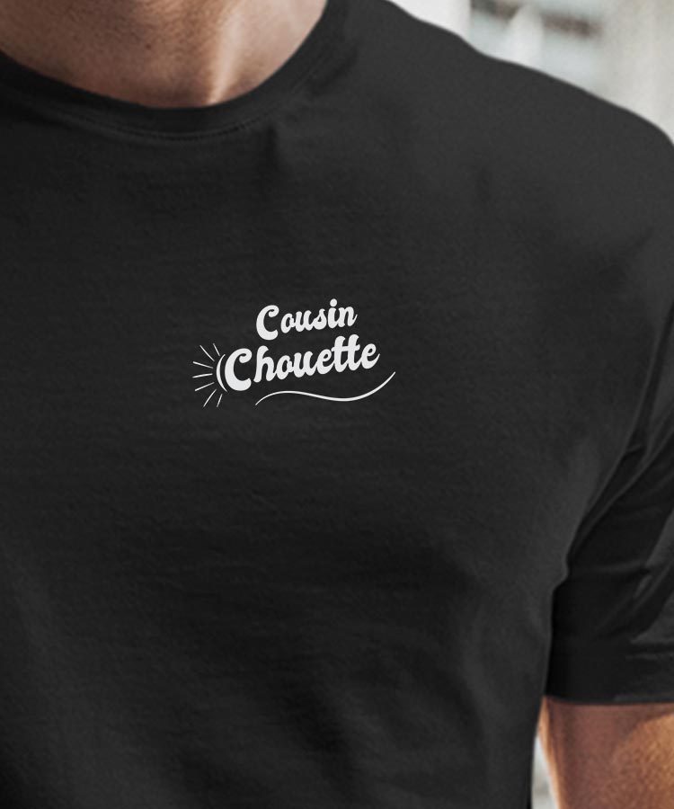 T-Shirt Noir Cousin Chouette face Pour homme-1
