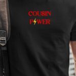 T-Shirt Noir Cousin Power Pour homme-1