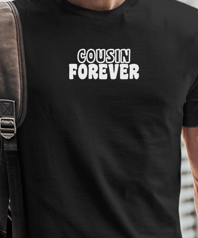 T-Shirt Noir Cousin forever face Pour homme-1