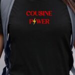 T-Shirt Noir Cousine Power Pour femme-1