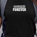 T-Shirt Noir Cousine forever face Pour femme-1
