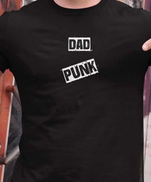 T-Shirt Noir Dad PUNK Pour homme-1