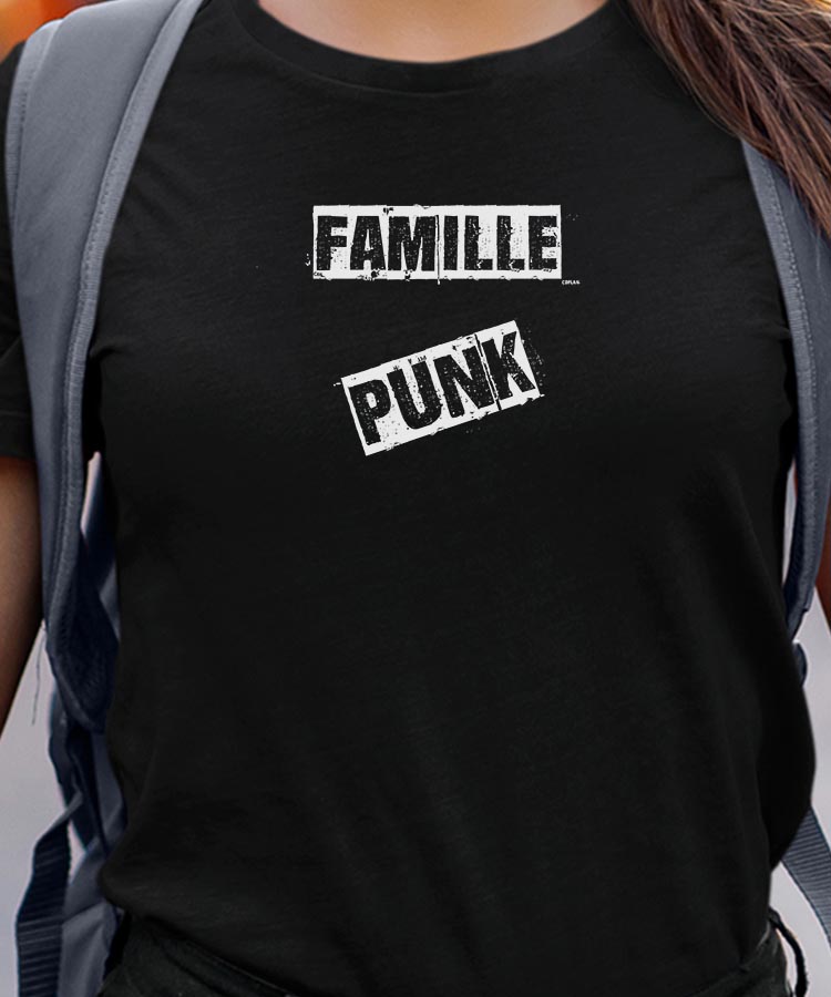 T-Shirt Noir Famille PUNK Pour femme-1