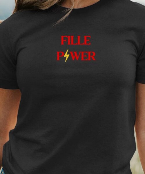 T-Shirt Noir Fille Power Pour femme-1