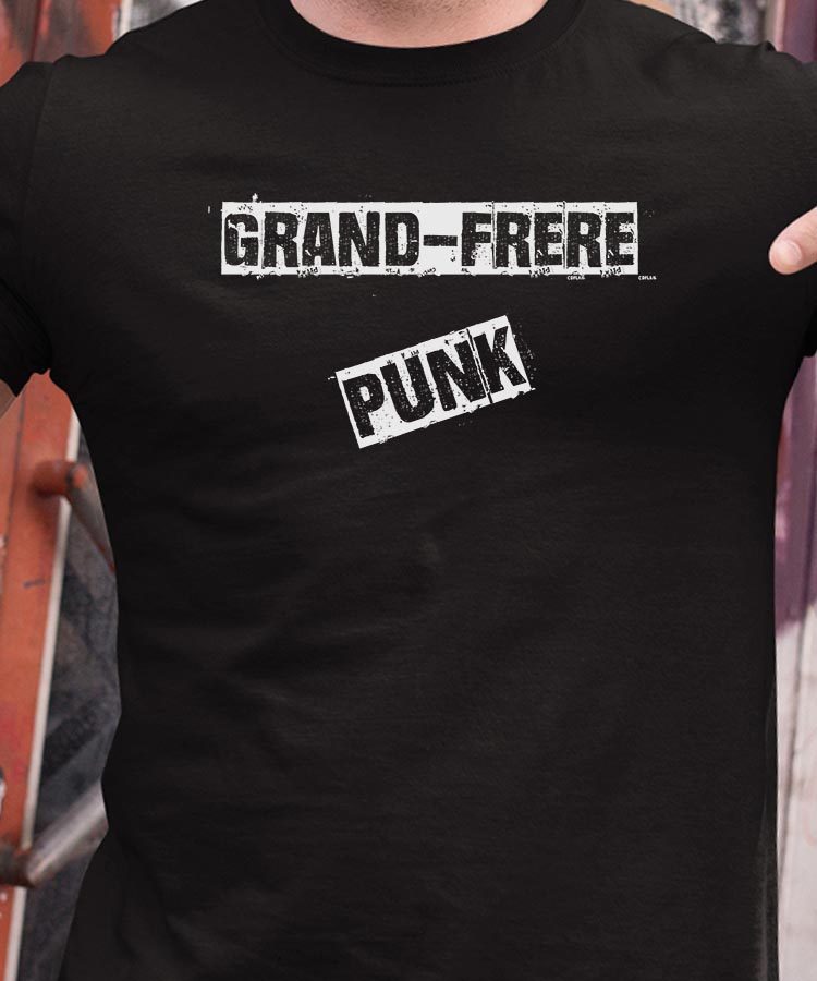 T-Shirt Noir Grand-Frere PUNK Pour homme-1