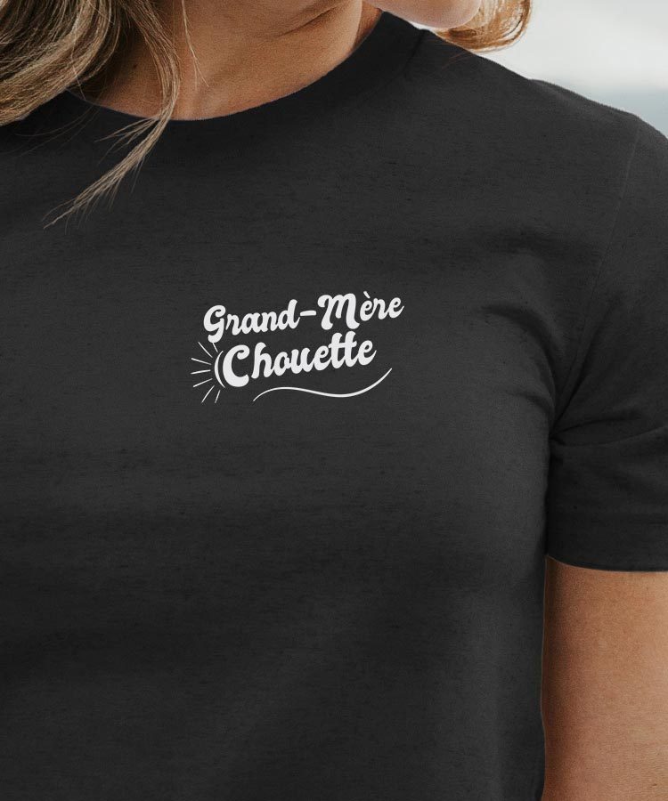 T-Shirt Noir Grand-Mère Chouette face Pour femme-1
