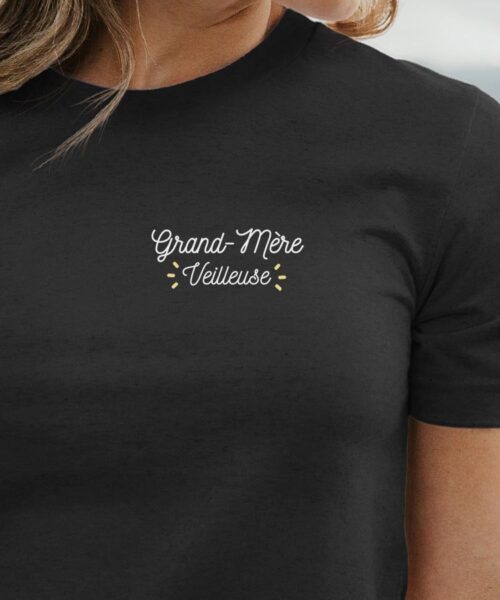 T-Shirt Noir Grand-Mère Veilleuse Pour femme-1