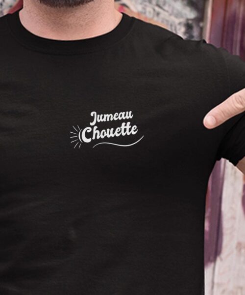 T-Shirt Noir Jumeau Chouette face Pour homme-1