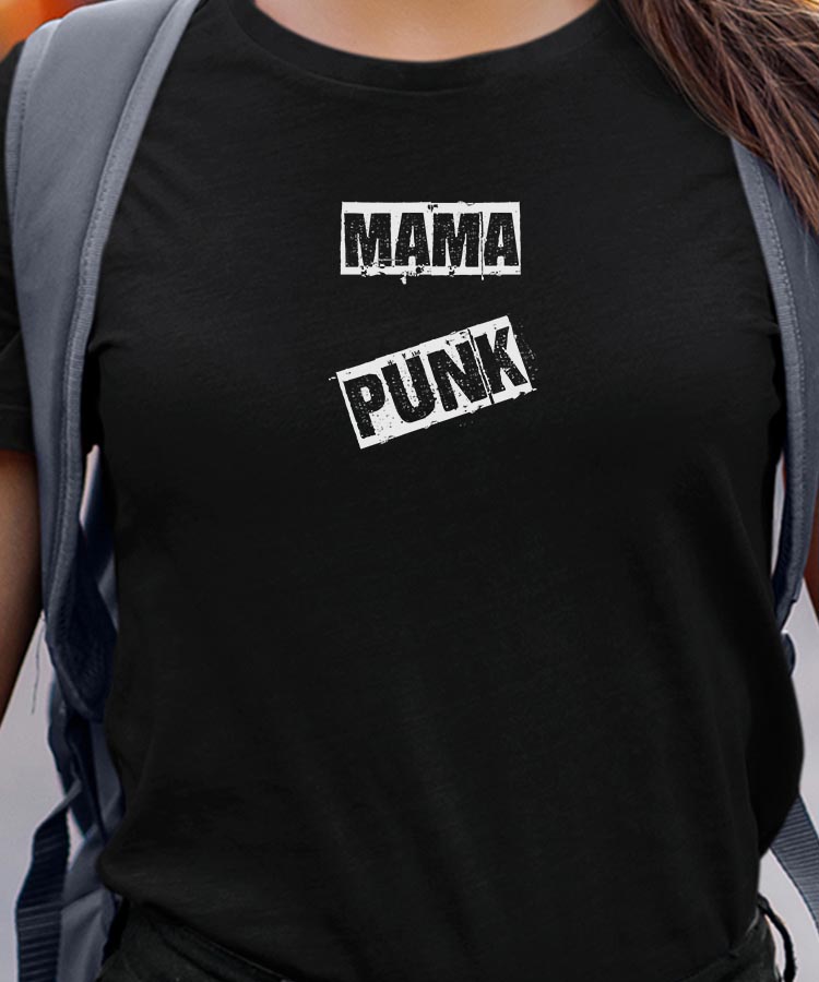 T-Shirt Noir Mama PUNK Pour femme-1
