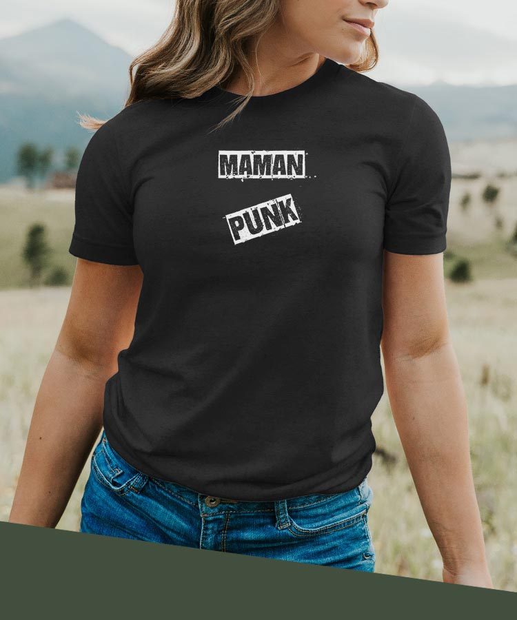 T-Shirt Noir Maman PUNK Pour femme-2