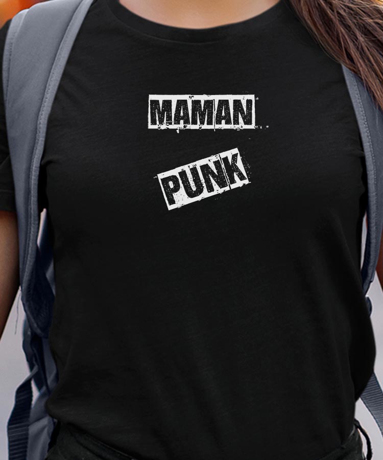 T-Shirt Noir Maman PUNK Pour femme-1